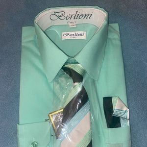 Boys Mint Long Sleeve Dress Shirt Size 10